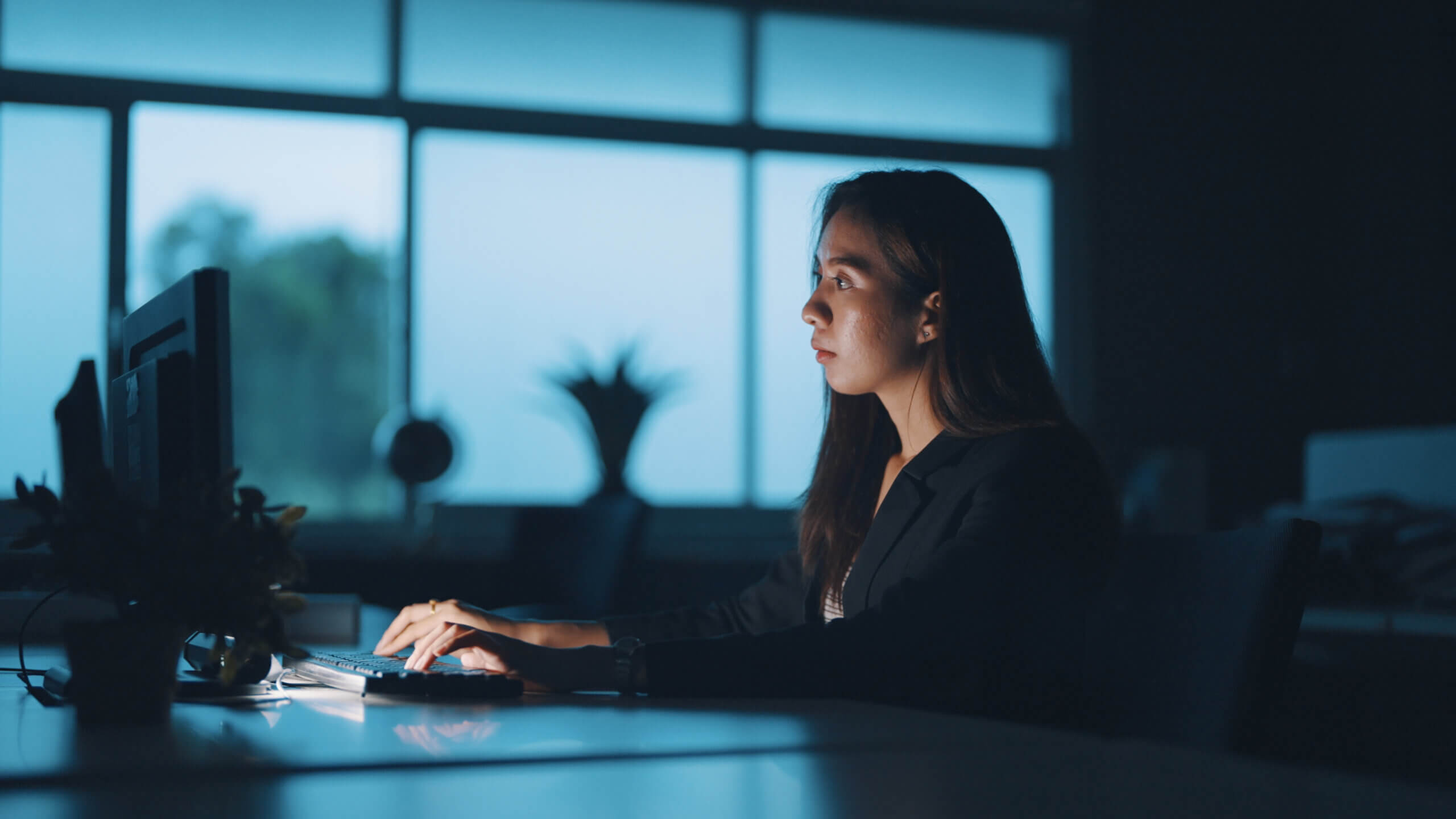 woman working overtime